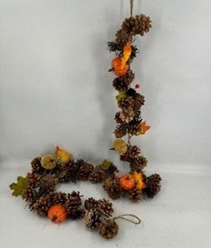 160cm Autumnal Pumpkin and Pinecone Garland