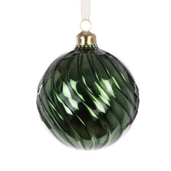 GLASS Arlette Bauble 10cm Green