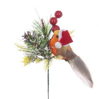Robin In Santa Hat Pick 22cm