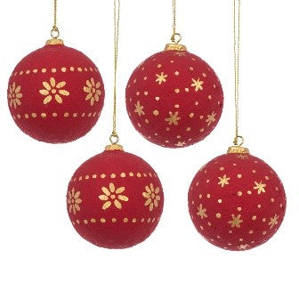 Papier Mache Bauble Set x4 8cm