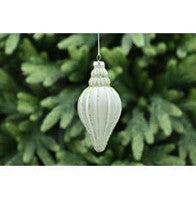 14cm green glass frosted teardrop