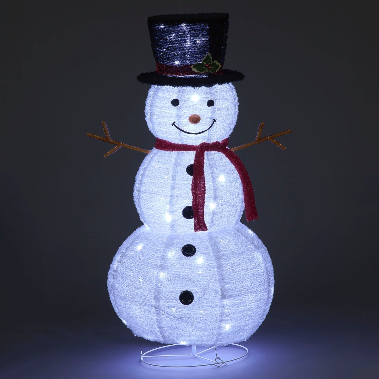 120cm Foldable Light-Up Snowman with 100 White LEDs | Pop-Up Christmas Decoration