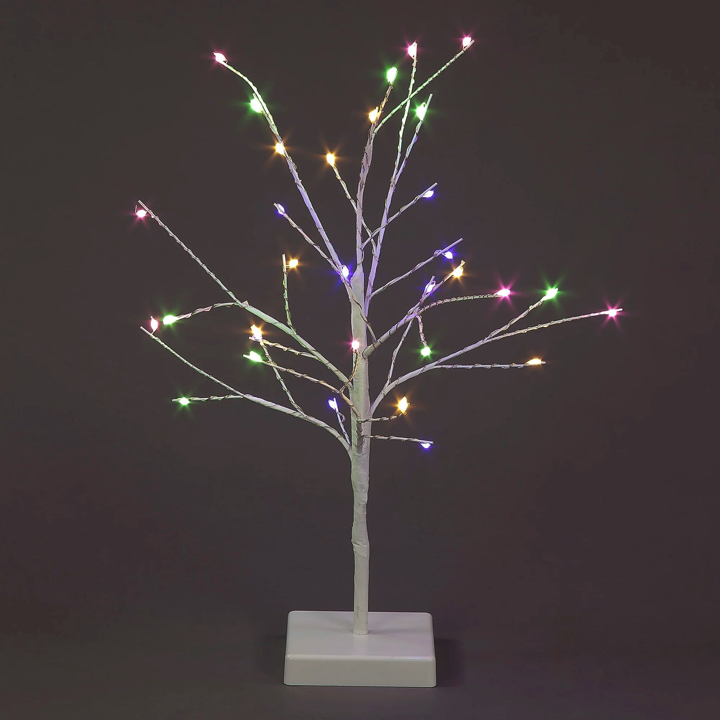 40cm White Micro Light Tree | Battery Operated / Warm White & Multi-Colour Switch