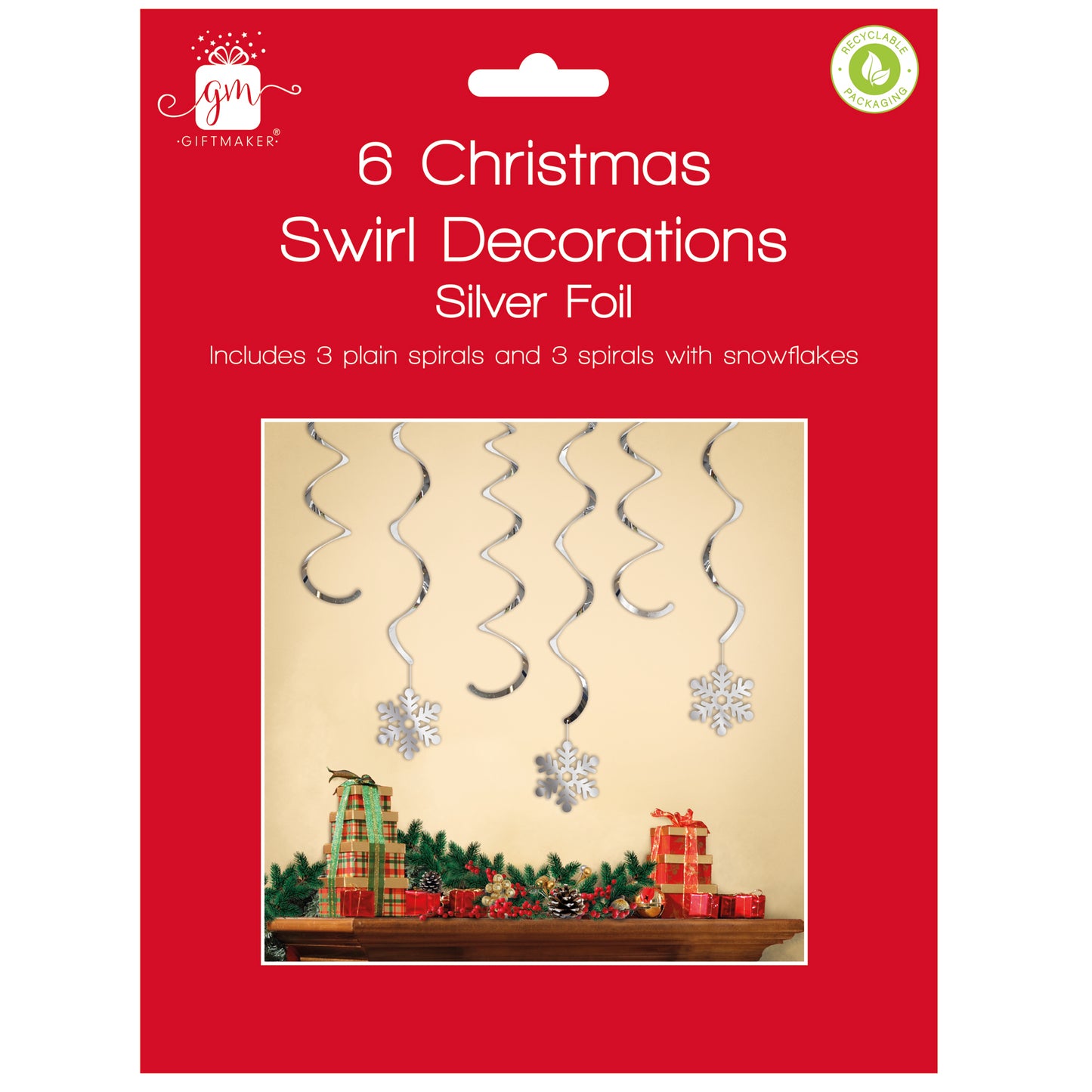 6 Hanging Foil Swirls