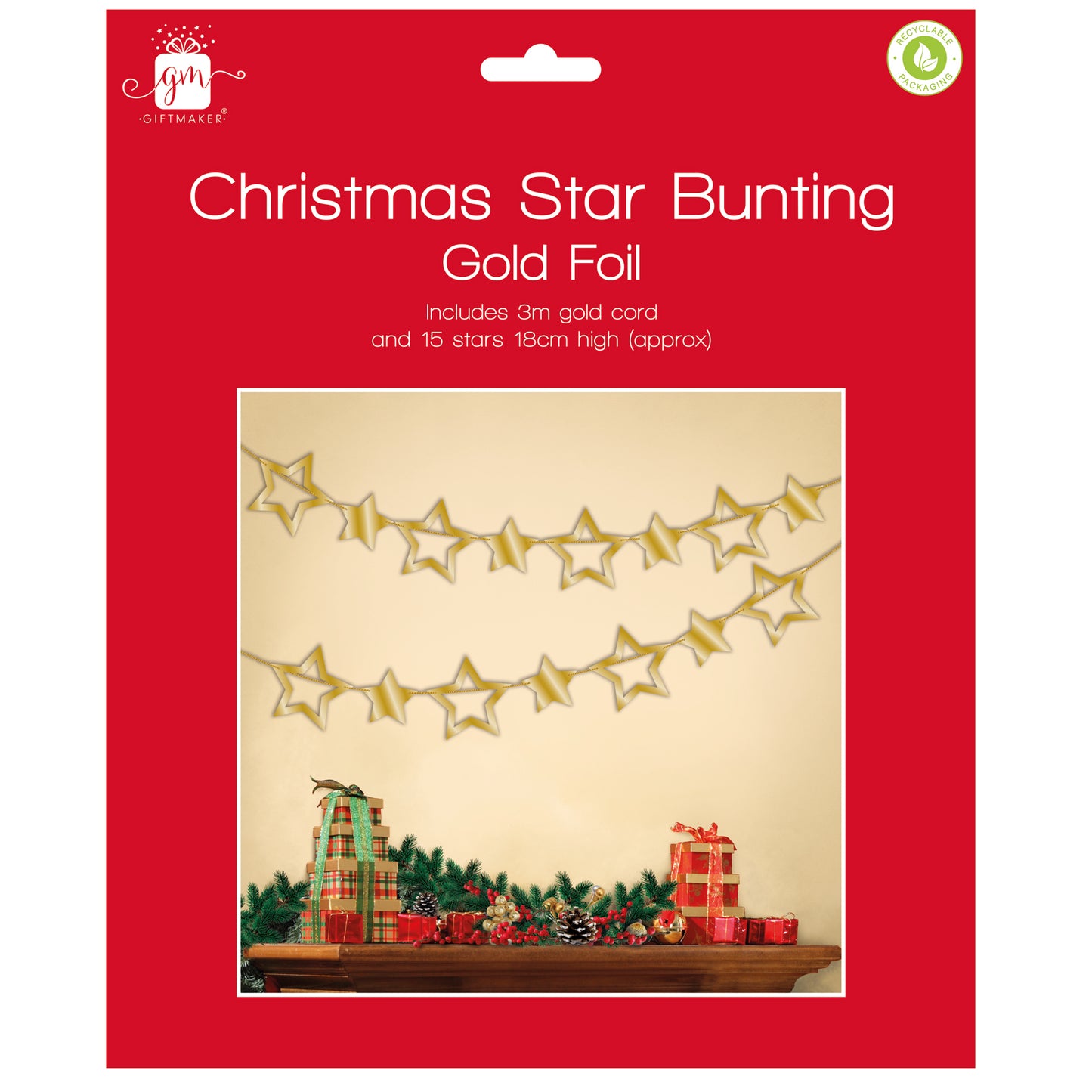 3m Gold Star Bunting