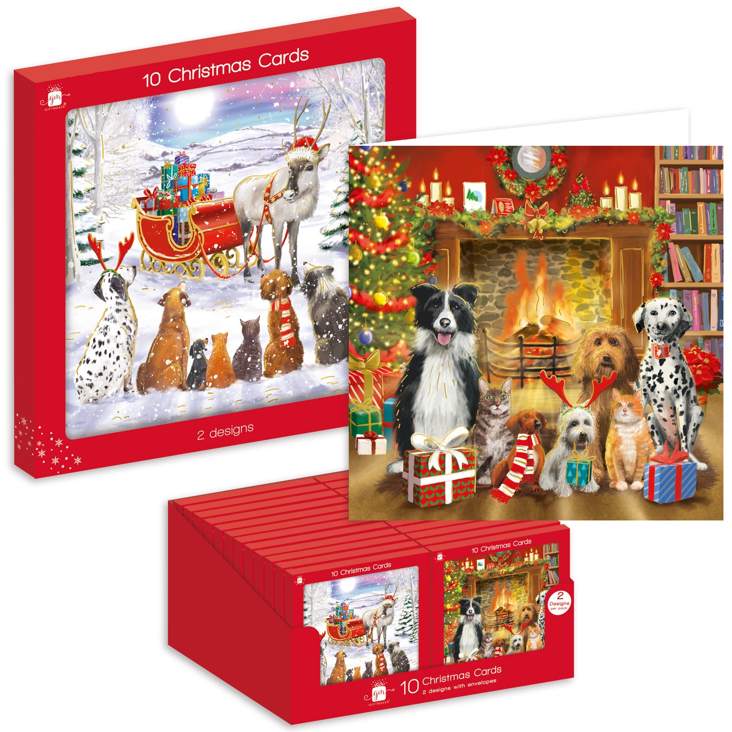 10 Christmas Pets Cards - Incl. 2 Designs