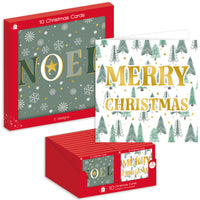 Pack of 10 Christmas Cards - Incl. 2 Designs