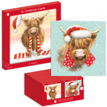 Pack of 10 Highland Cow Christmas Cards - Includes 2 Designs