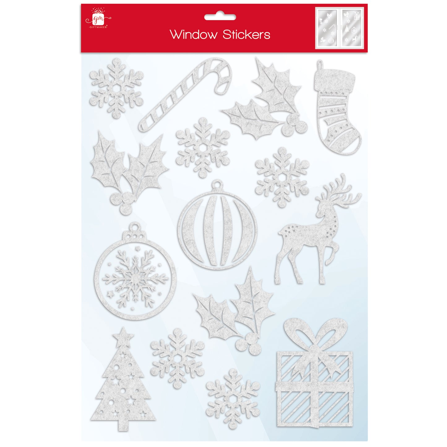 Festive Themed White Flocked Sticker Decorations