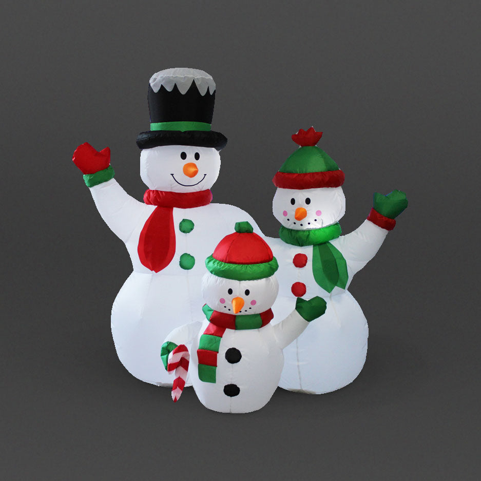 1.5m Christmas LED Lit Inflatable Snowman Family