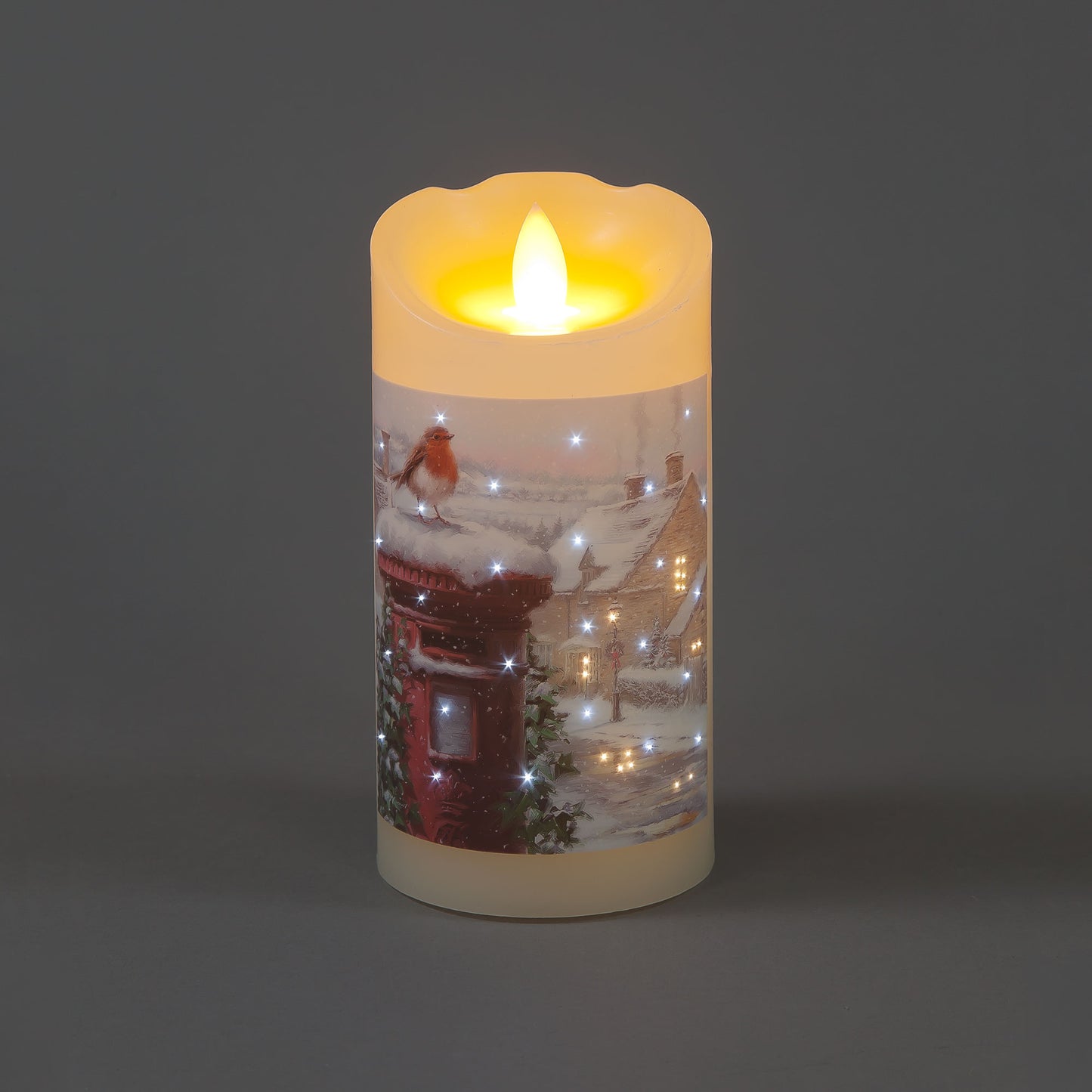 Christmas Robin on Postbox LED Candle by Richard MacNeil