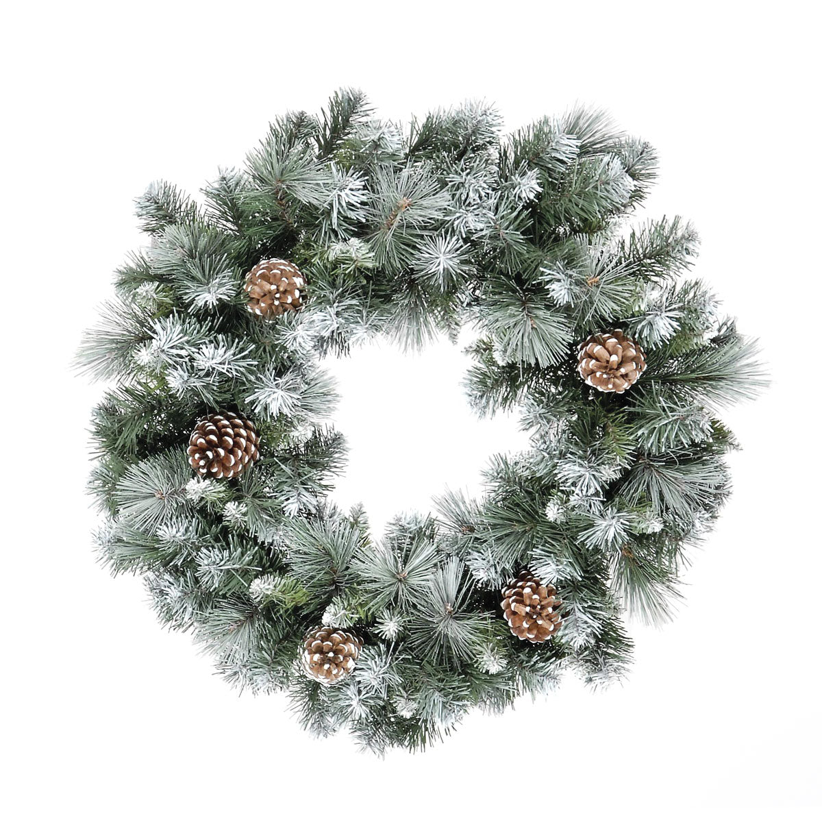 2ft Traditional Frosted Christmas Wreath with Pine Cones