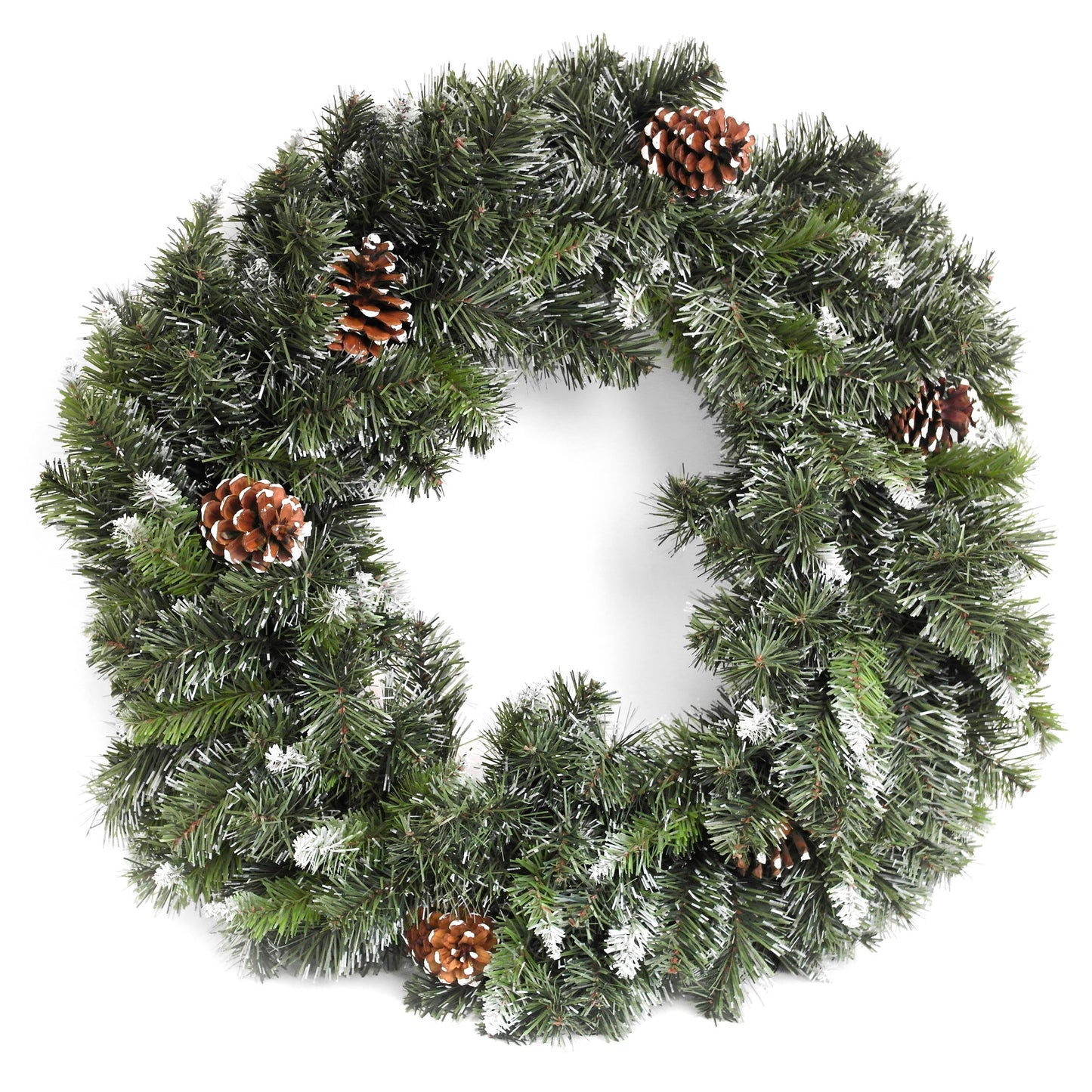 2ft Snow King Fir Christmas Wreath with Pinecones (60cm)