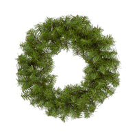 A round Norway spruce wreath with slim green branches.