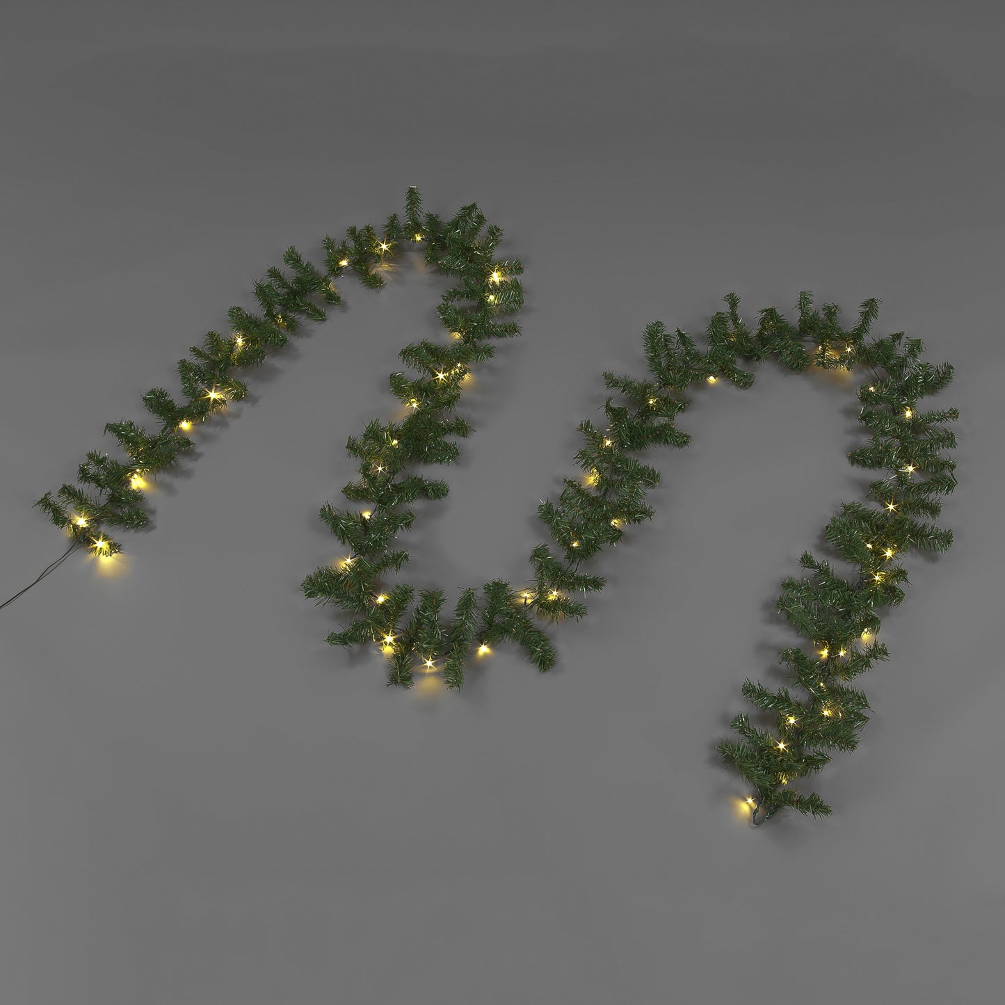 5 Metre Super Long Pre-Lit Low Voltage Christmas Garland with 60 Mains Operated Warm White LED lights