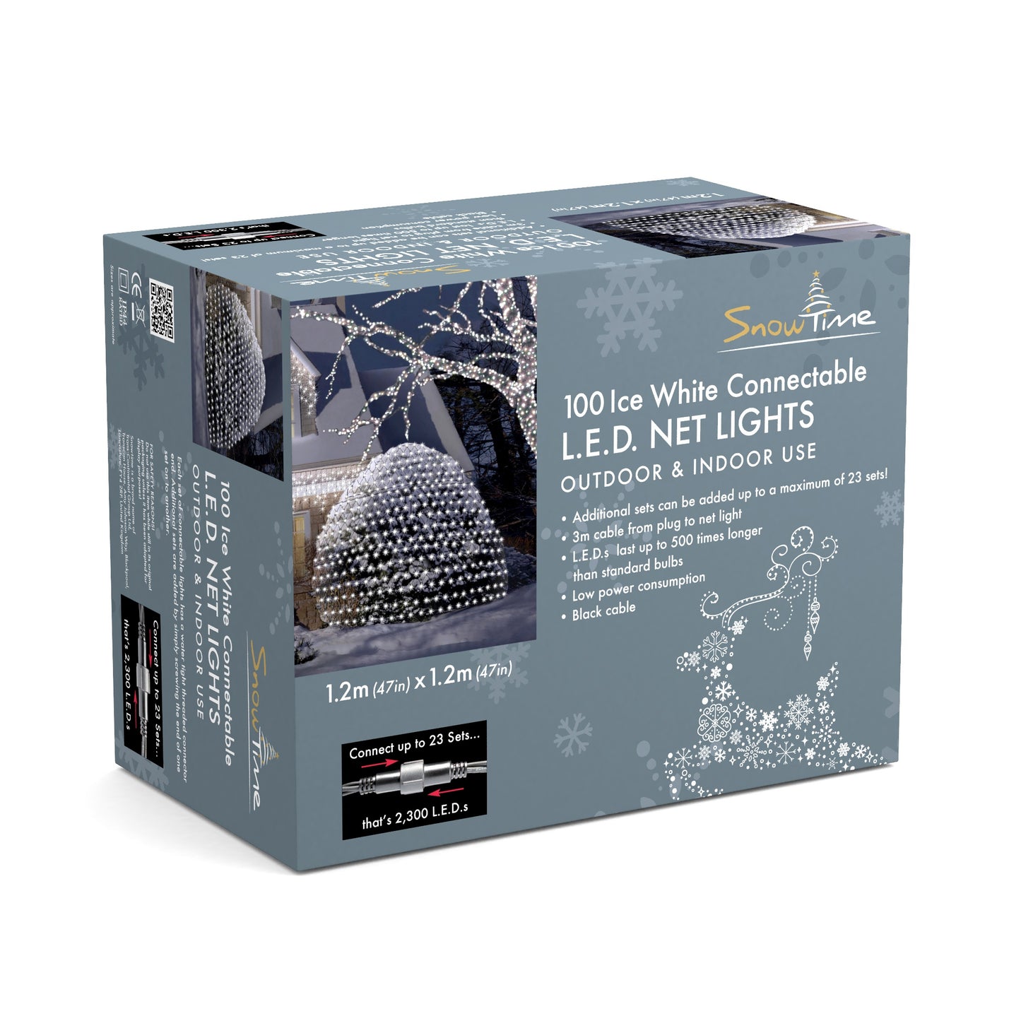 1.2m x 1.2m Outdoor & Indoor Connectable Net Christmas Lights - 100 LEDs Bulbs