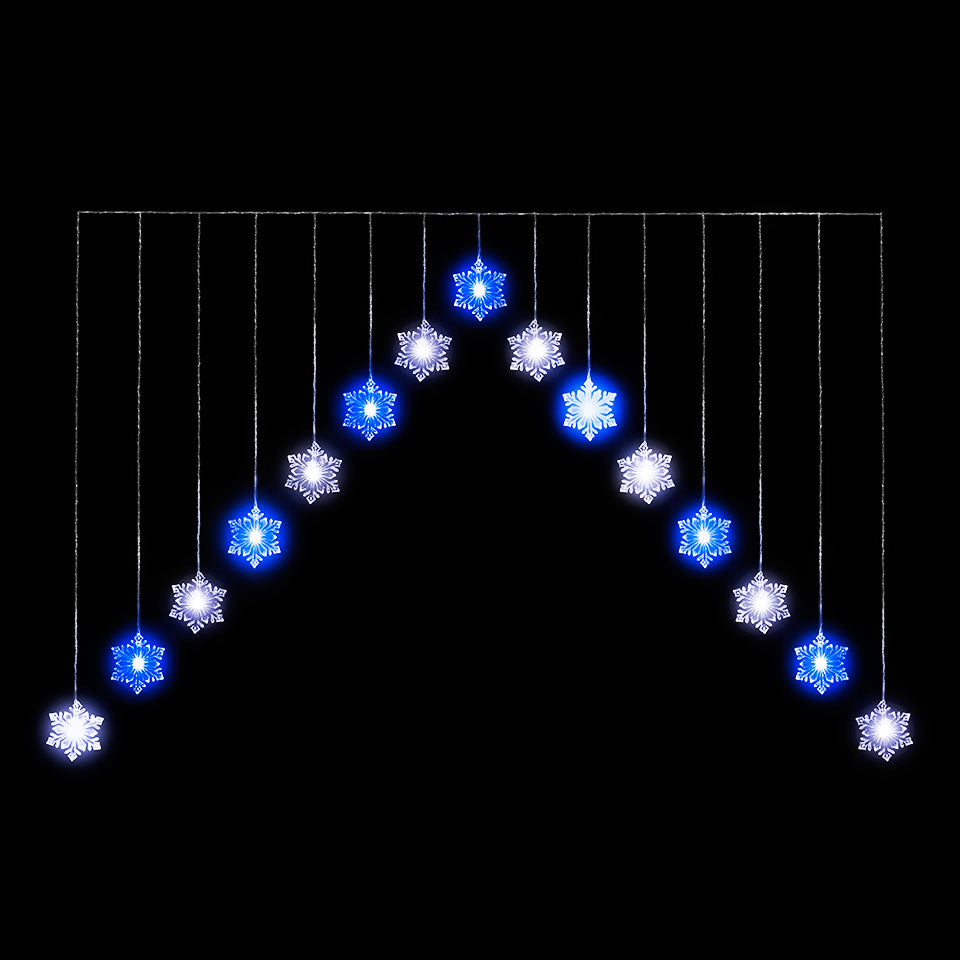 4ft Snowflake 'V' Curtain Light with 15 Blue & White Static LED