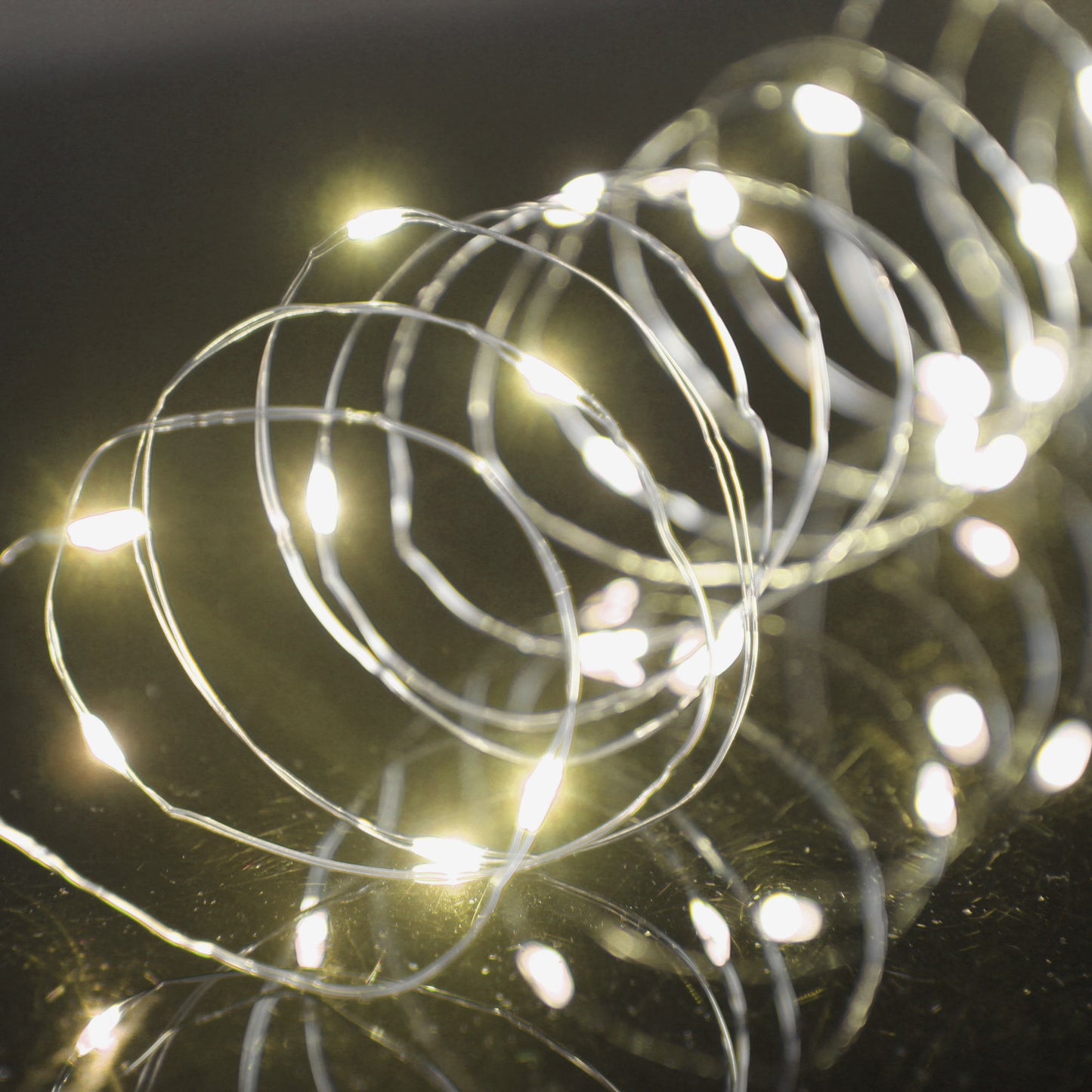 100 Warm White Micro LED Twinkle Lights On Silver Cable