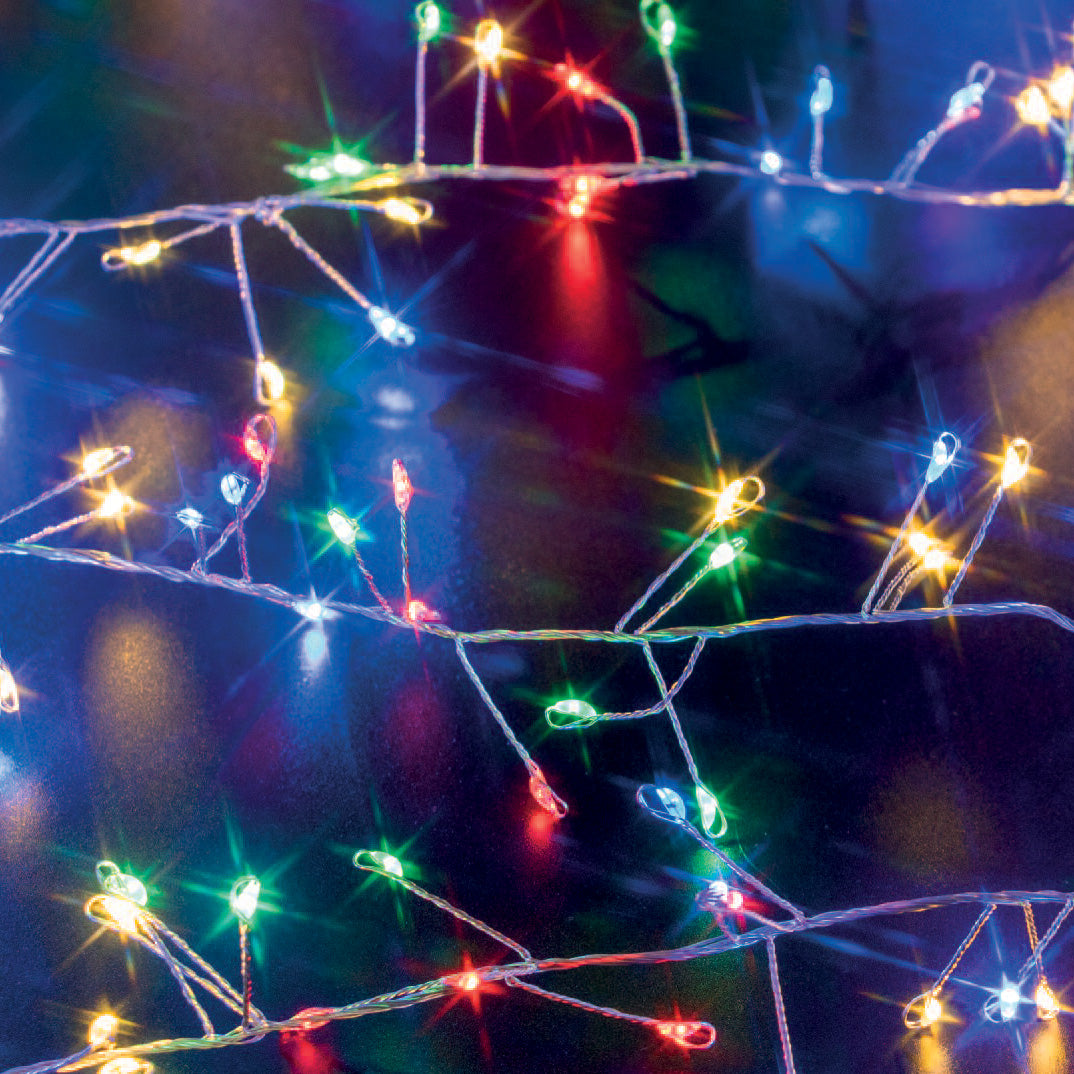 1120 Multi Coloured Micro LED Cluster Christmas Lights with Timer