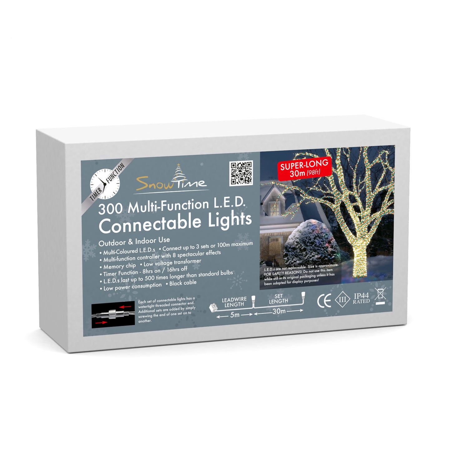 300 Multi-Coloured Multi-Function Christmas LED Lights