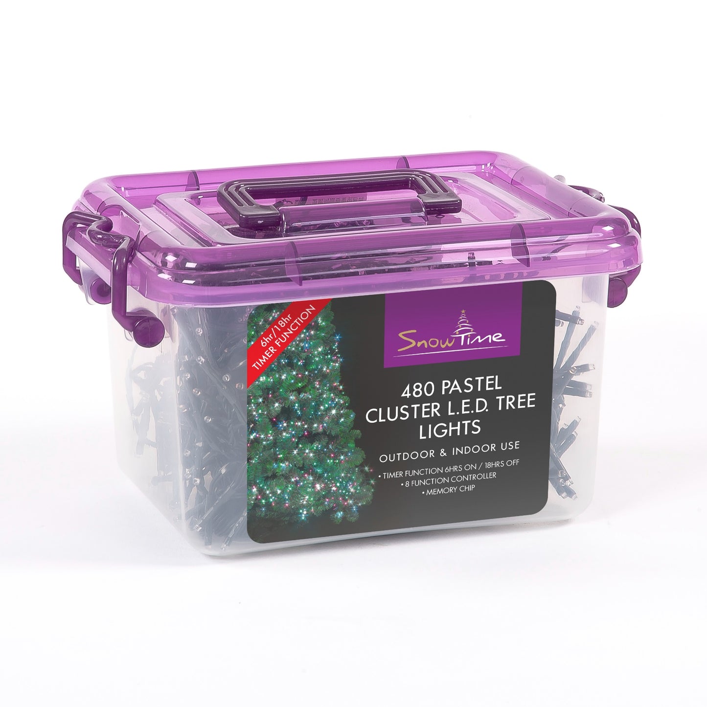 480 LED Cluster Lights With Timer Pastel Multi-coloured