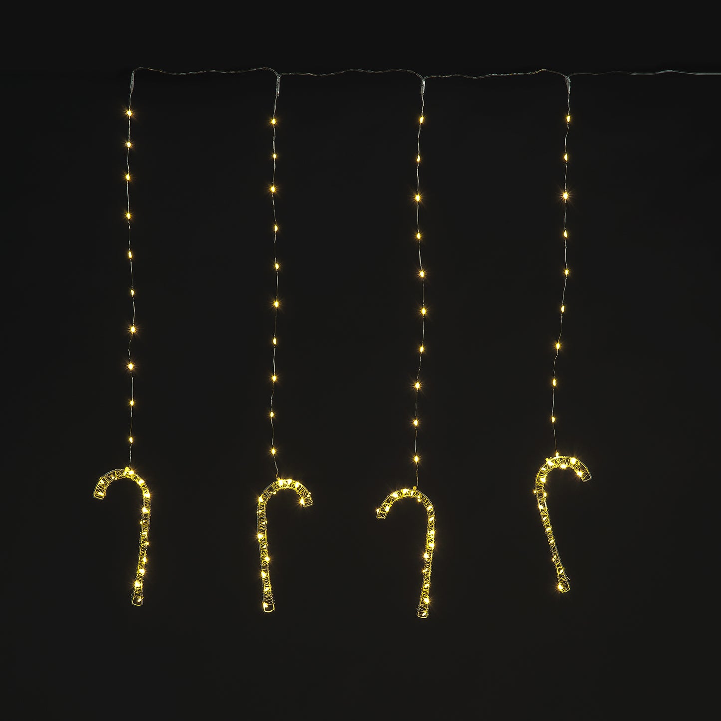 Copper Wire Candy Cane Curtain Lights 100 Warm White LEDs