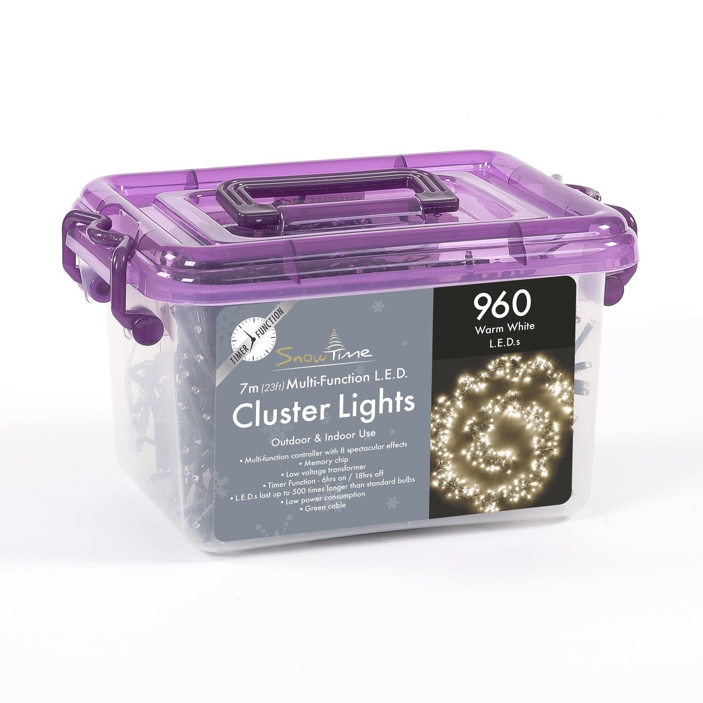 960 Warm White LED Cluster Lights With Timer