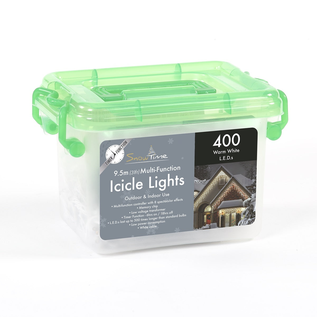400 Warm White LED Icicle Chasing Icicle Lights With Timer