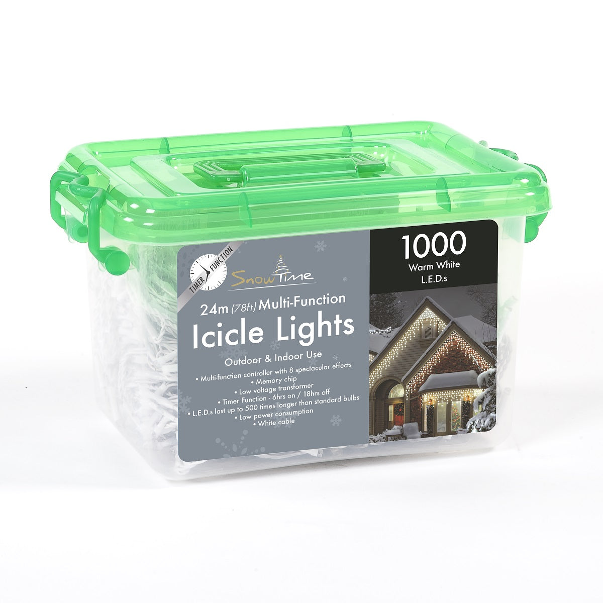 1000 Warm White LED Icicle Lights Multi function With Timer