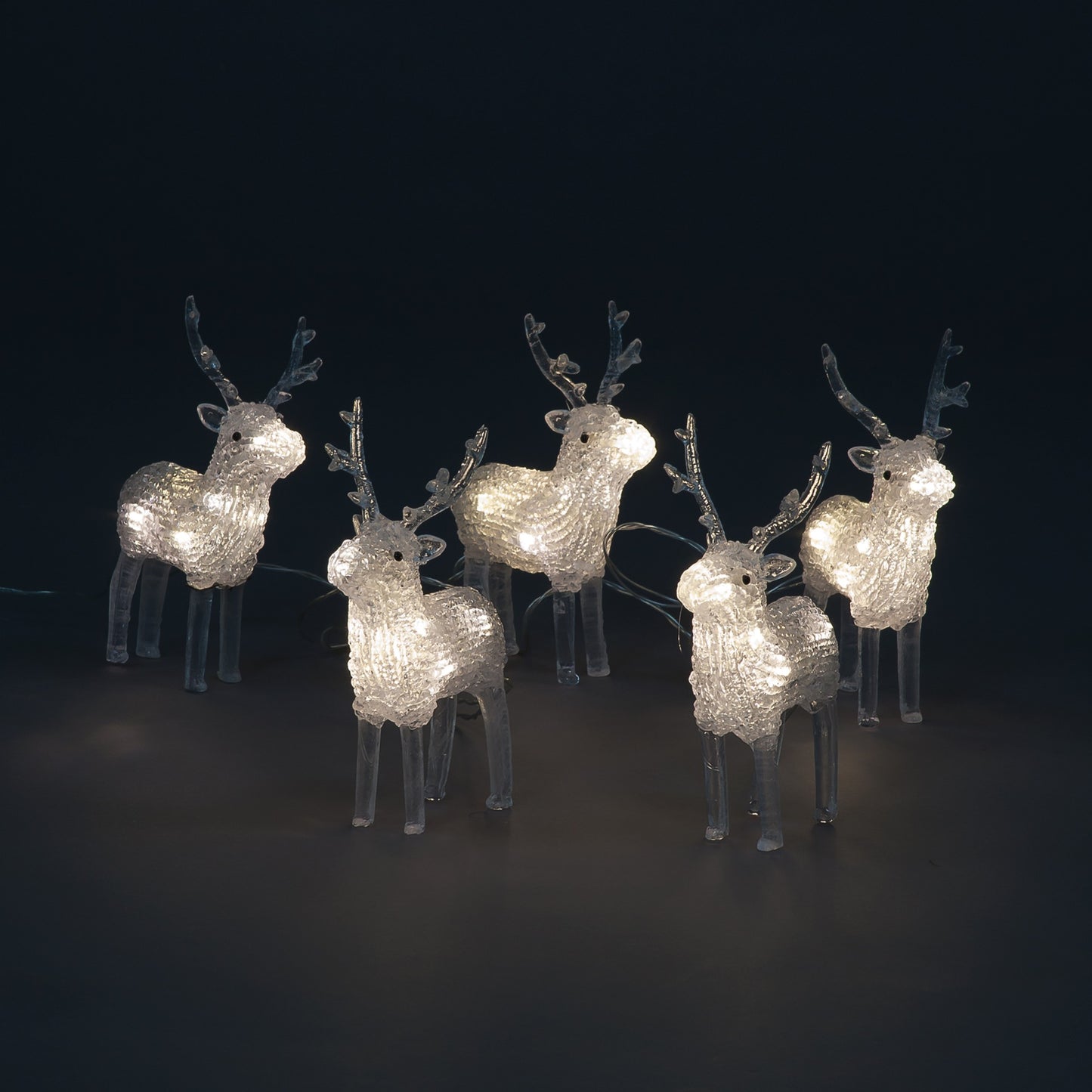 18cm 5 Acrylic Reindeer Lights With Ice White LEDs