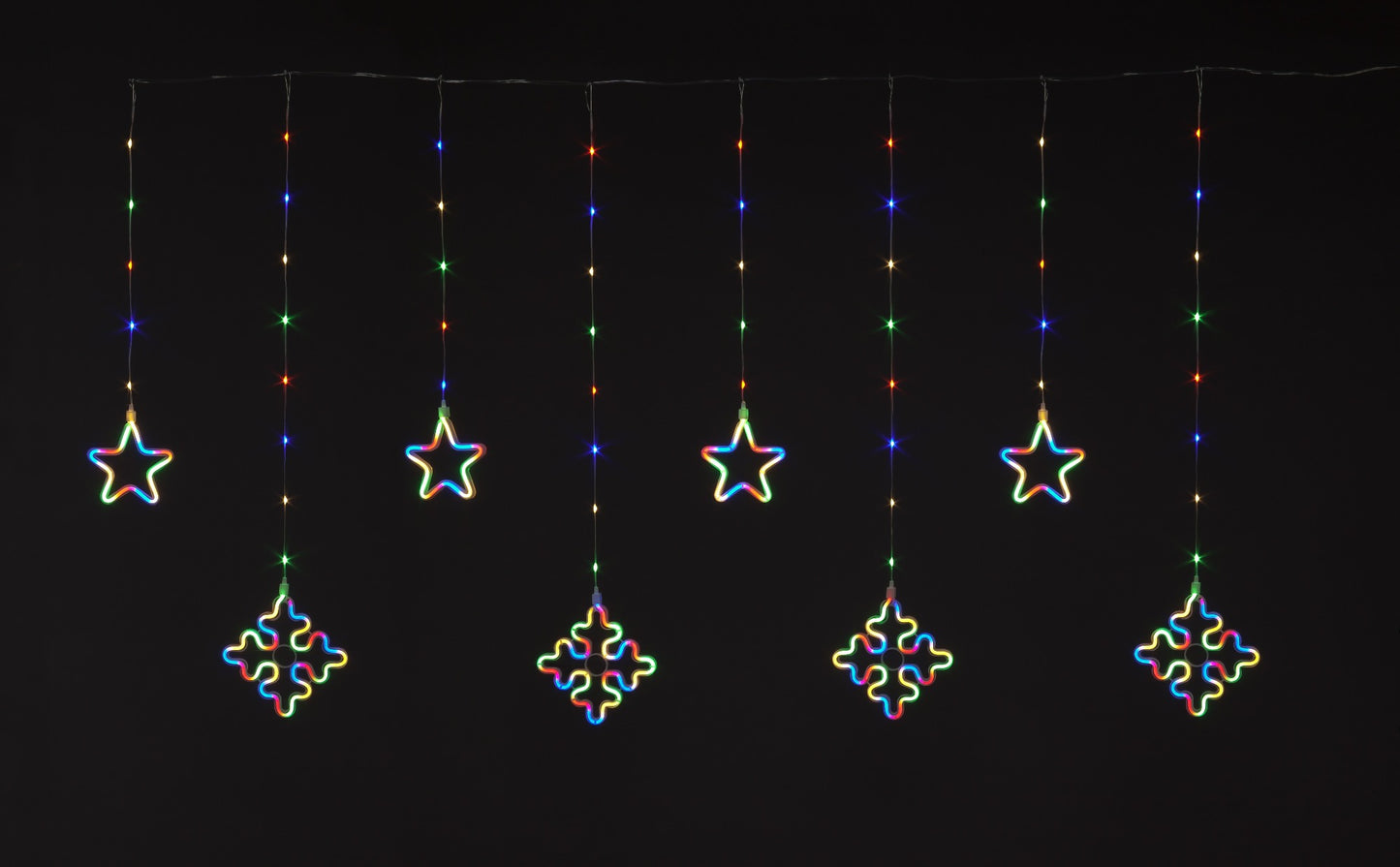 1.75x1.05m Star & Snowflake Curtain Christmas Light