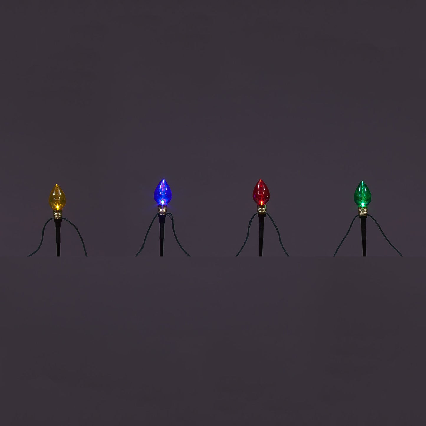 Multi-Coloured Smooth C Bulb Christmas Garden Stakes (Set of 10)
