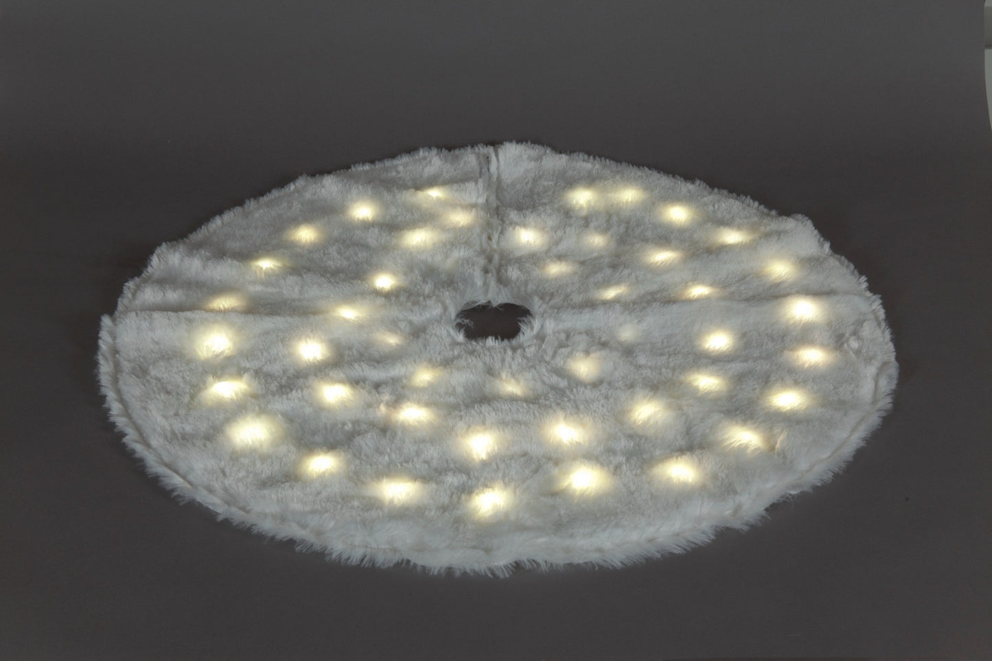 White Christmas Tree Skirt With White LEDs (90cm)