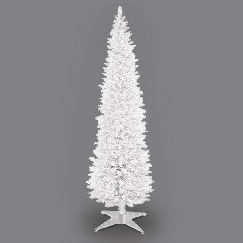 7ft White Pencil Pine Slim Artificial Christmas Tree (210cm)