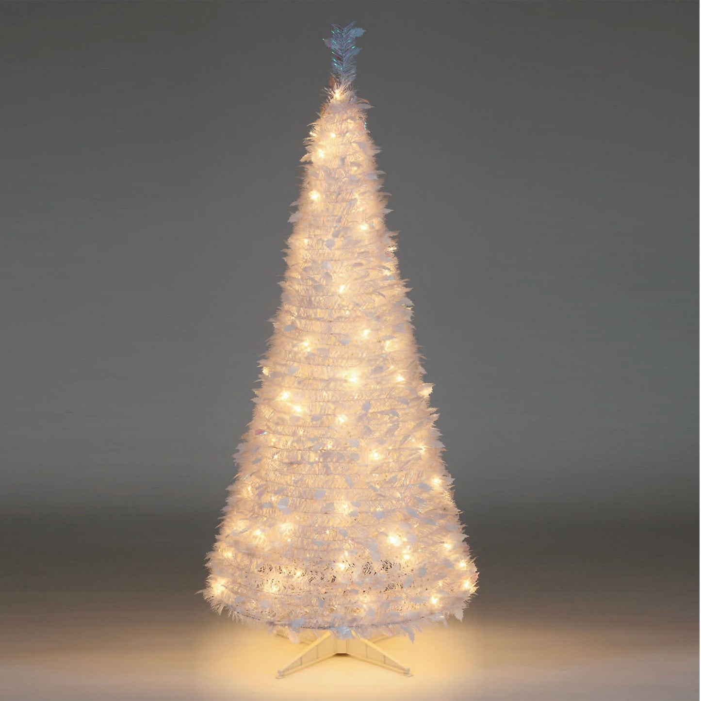 180cm (6ft) Pre-Lit White Holly Pop-Up Tree With 200 Warm White LEDs