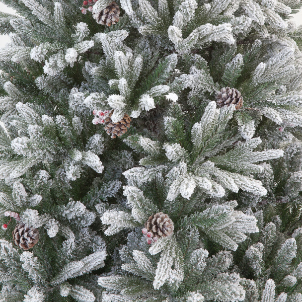 7ft Haruchan Frosted Christmas Tree with Pinecones & Berries (210cm)