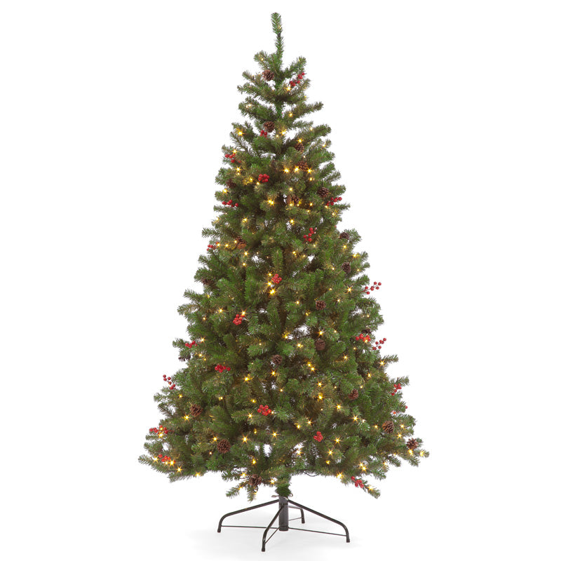 5ft Pre-Lit Pine Creek Green Artificial Christmas Tree (150cm)