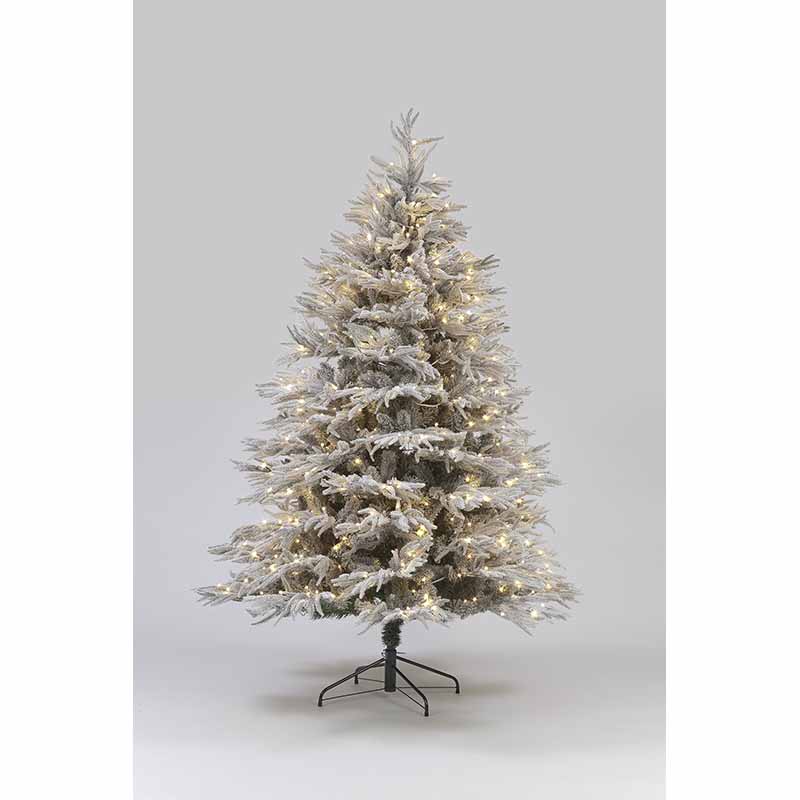 6ft Platinum Fir Pre-Lit Flocked PE Mix Christmas Tree (180cm)