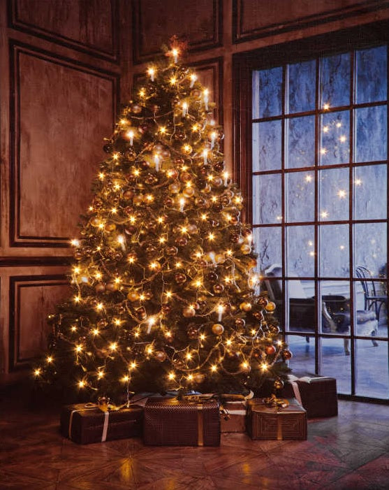 Battery Operated Fibre Optic LED Christmas Tree and presents Canvas (40cm x 50cm)