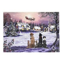 Fibre Optic "Dogs Watching Santa" Canvas 40cm x 30cm