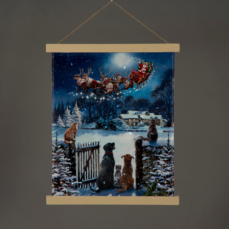 Cats and Dogs Fibre Optic and LED Christmas Hanging Canvas