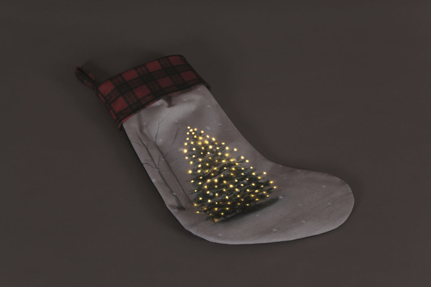 Battery operated Fibre Optic 50cm Stocking Tree In Winter Scene