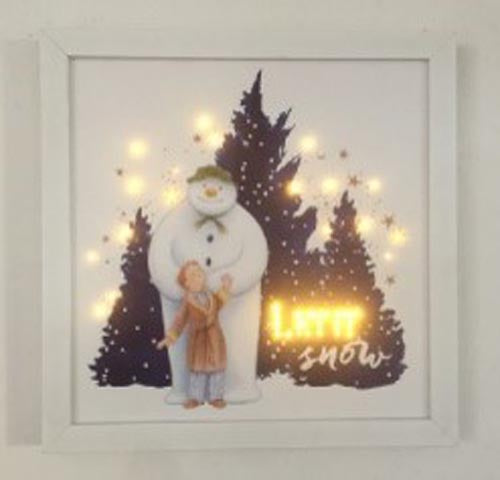 Fiber Optic 'Let It Snow' The Snowman Canvas 30x30cm