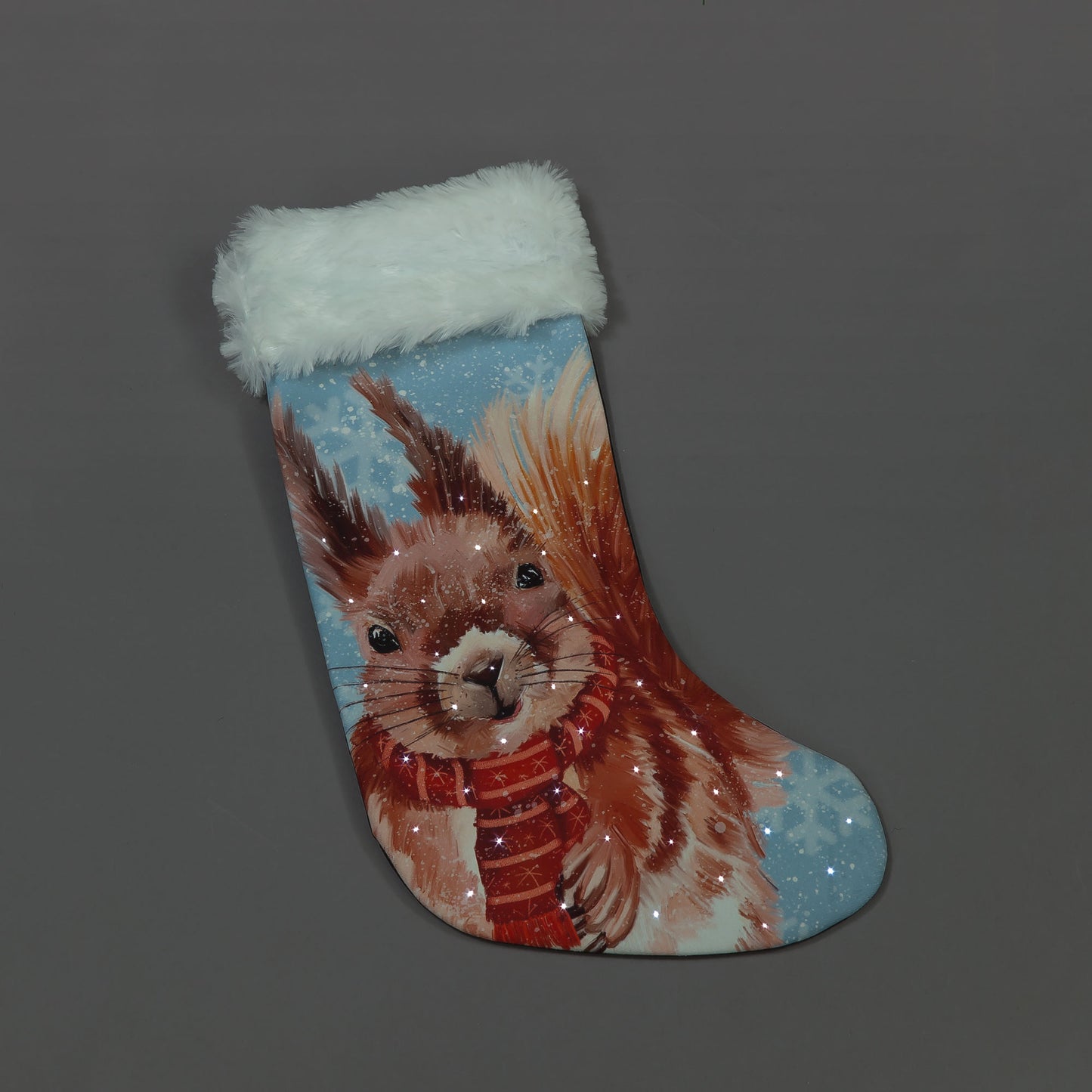 Battery Operated Fibre Optic Squirrel Christmas Stocking (50cm)