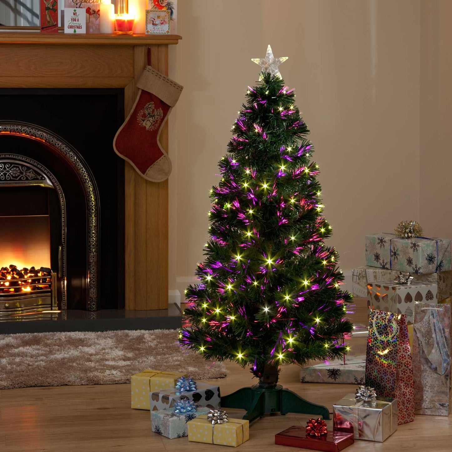 4ft Galaxy Multi-Colour Fibre Optic Christmas Tree with LEDs