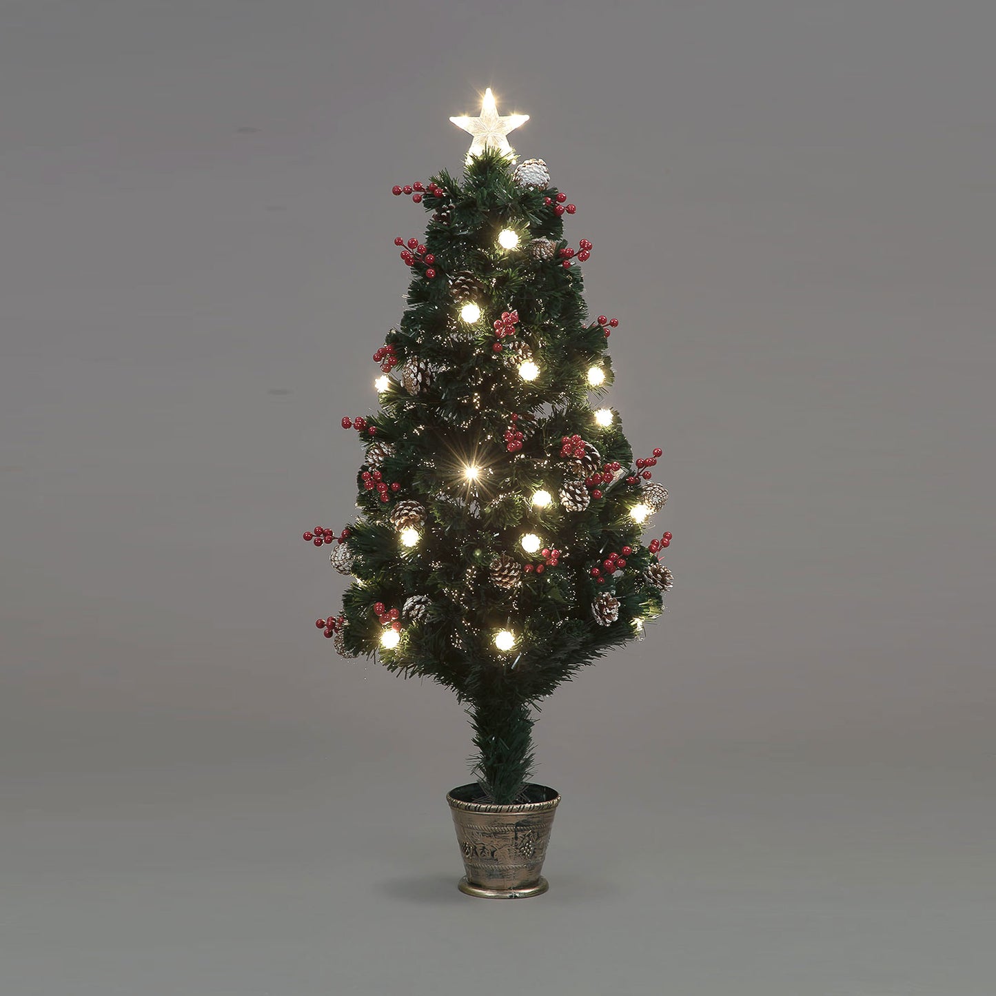 Fibre Optic 120cm Winter Berry Tree 22 Warm White LEDs