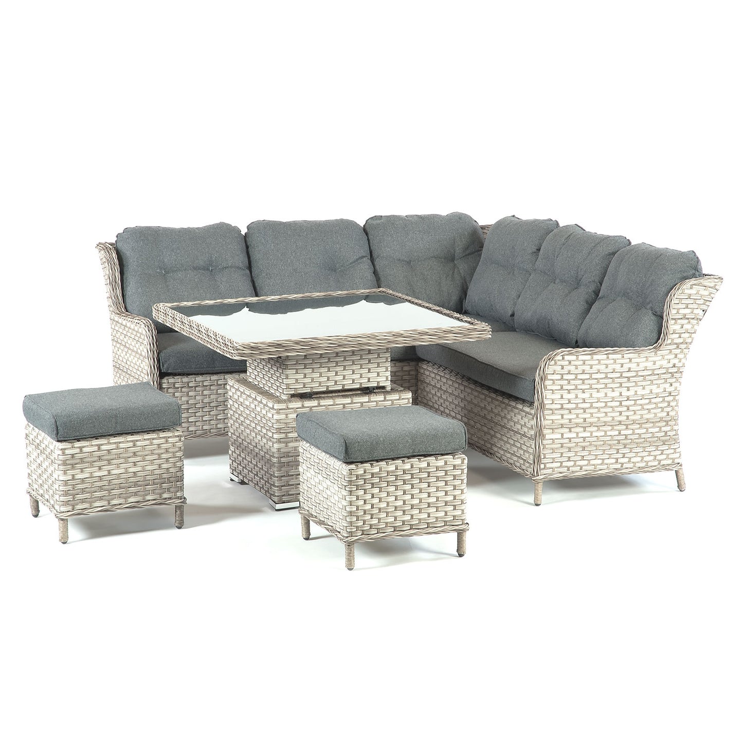 5 Piece Callisto Outdoor Rattan Corner Garden Set with Adjustable Table