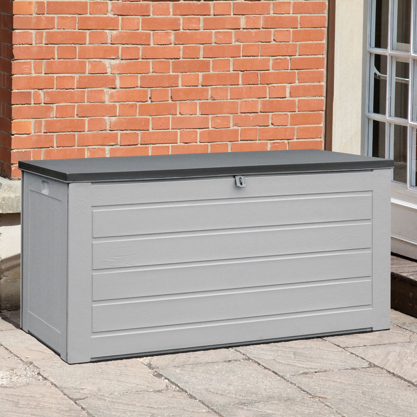 Winnipeg Outdoor Wood Effect 680L PP Storage Garden Box With Gas Lifts