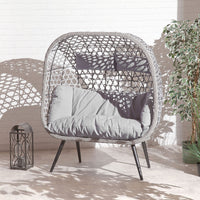 Naples Double Standing Garden Chair Rattan with Grey Cushions