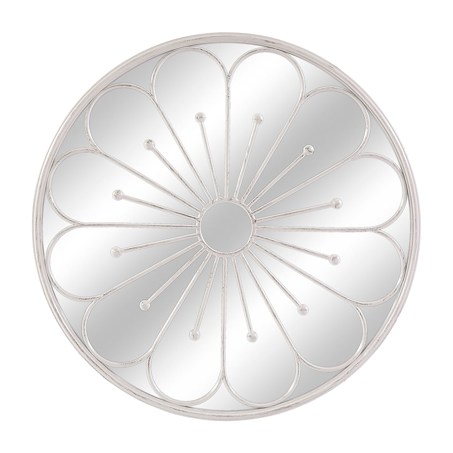 80cm Large Outdoor Round White Flower Garden Mirror